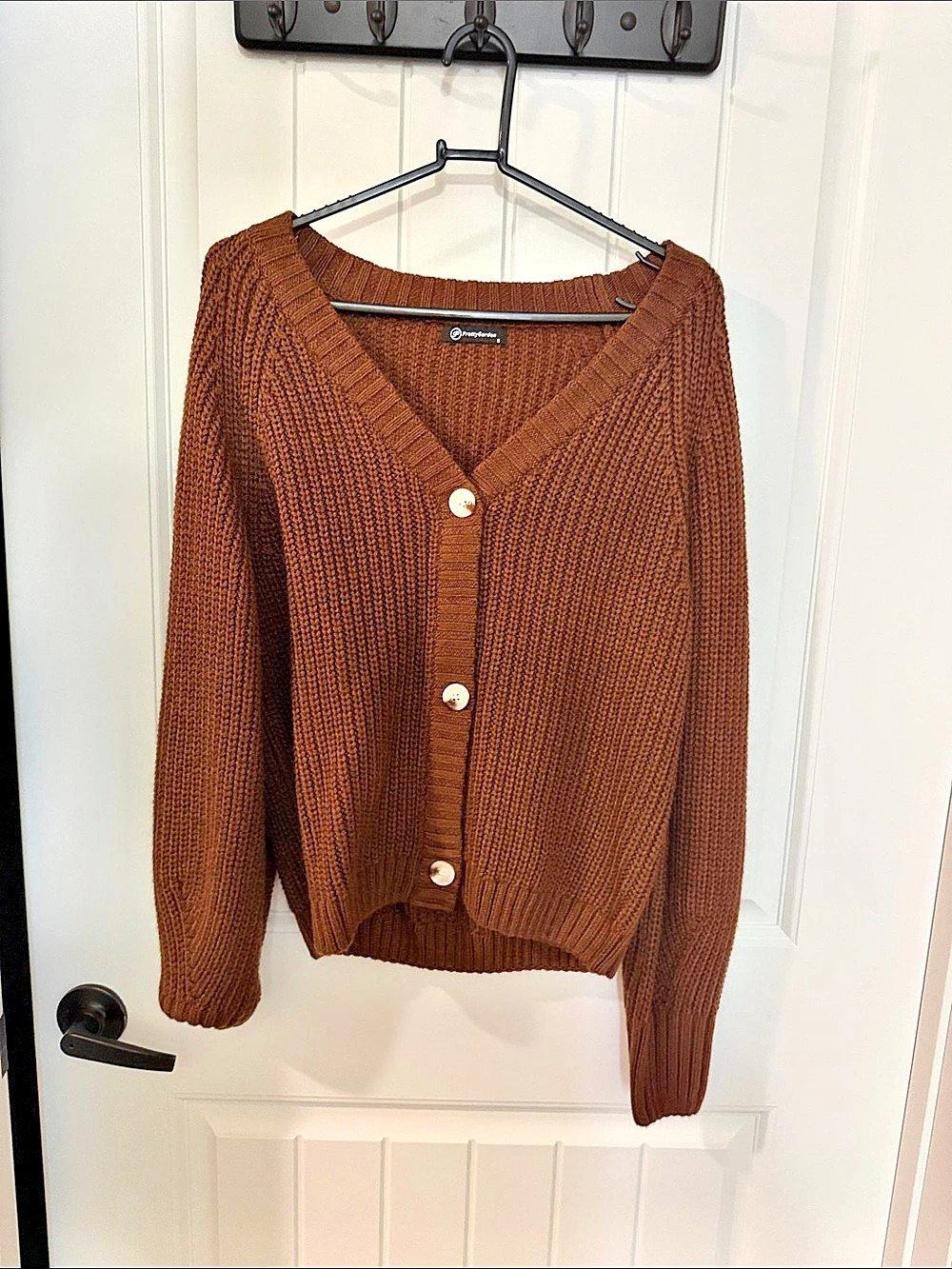 PrettyGarden Women'Small Chunky Knit V-Neck Button Down Cardigan Chunky Knit